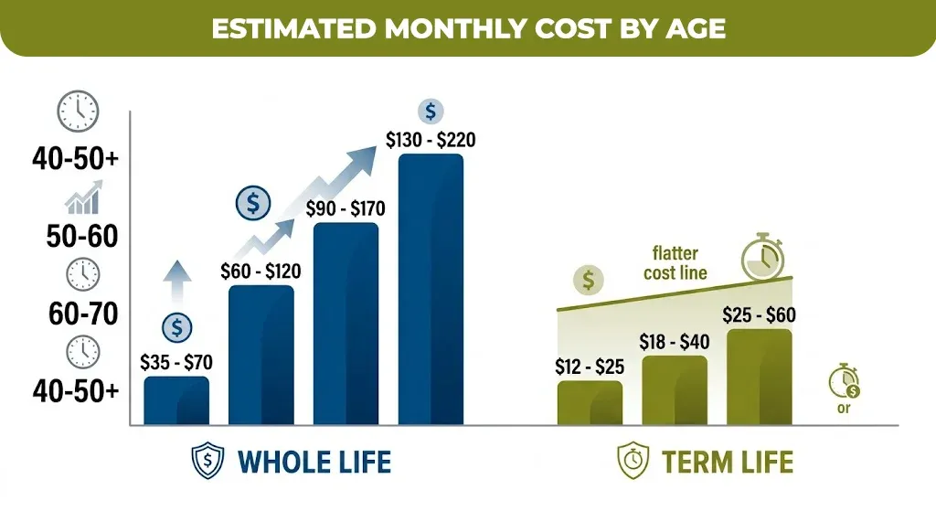 estimated monthly cost by age 