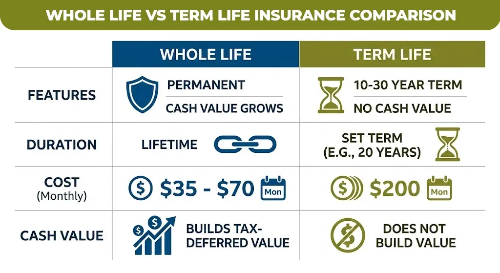whole life vs term life insurance comparison