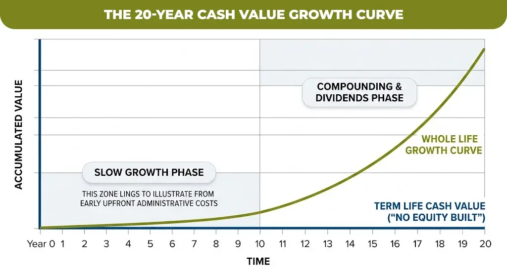 the 20-year cash value growth curve