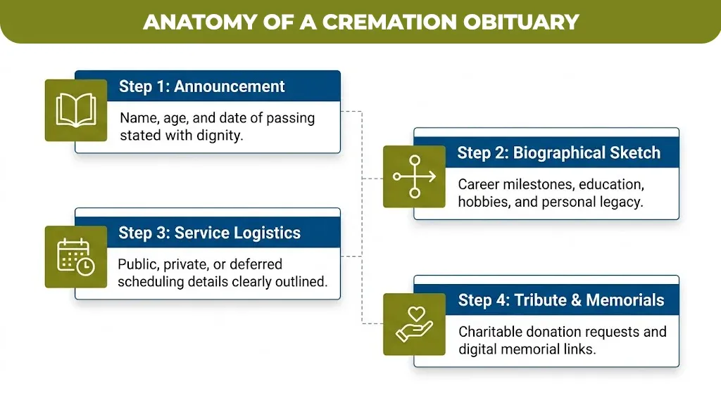 anatomy of a cremation obituary