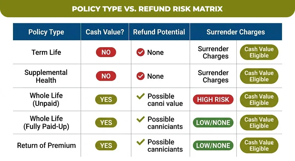 Policy Type vs. Refund Risk Matrix