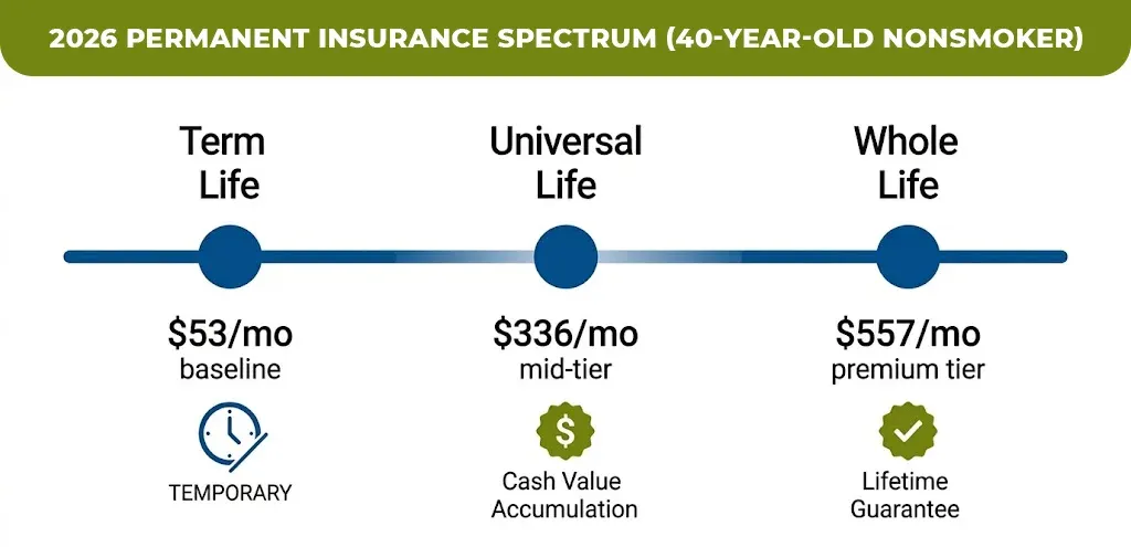 2026 permanent insurance spectrum (40-year-old nonsmoker)
