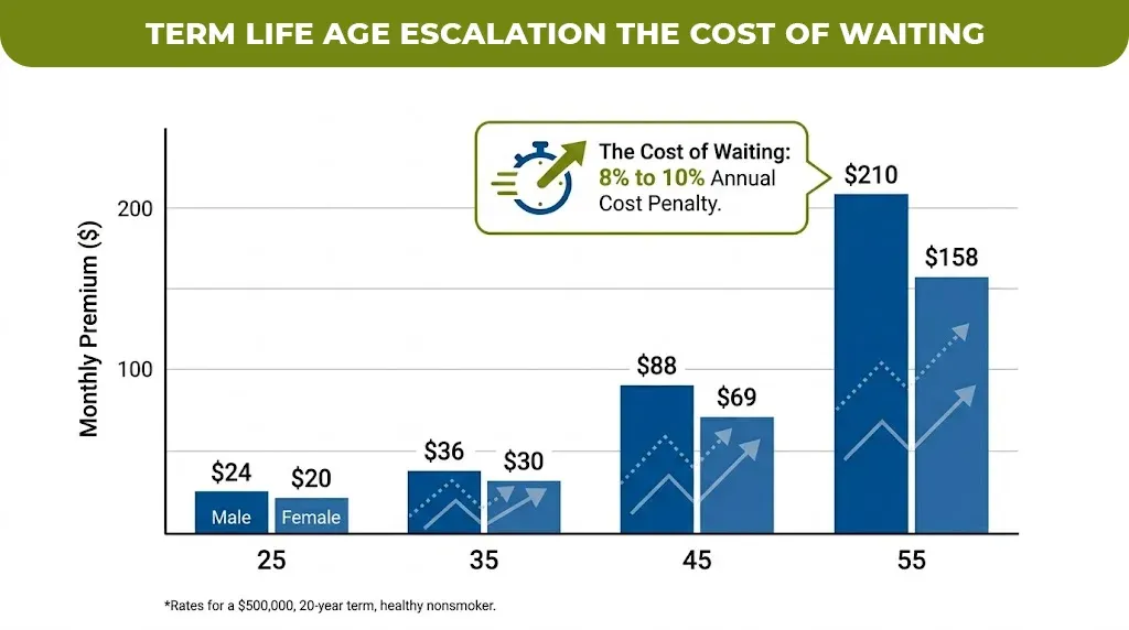 term life age escalation the cost of waiting