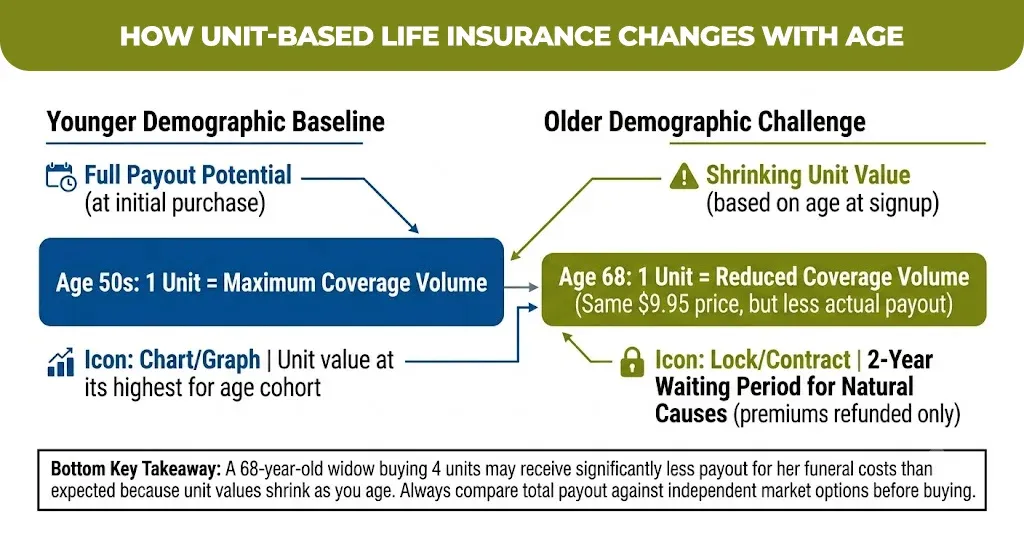 how unit-based life insurance changes with age 