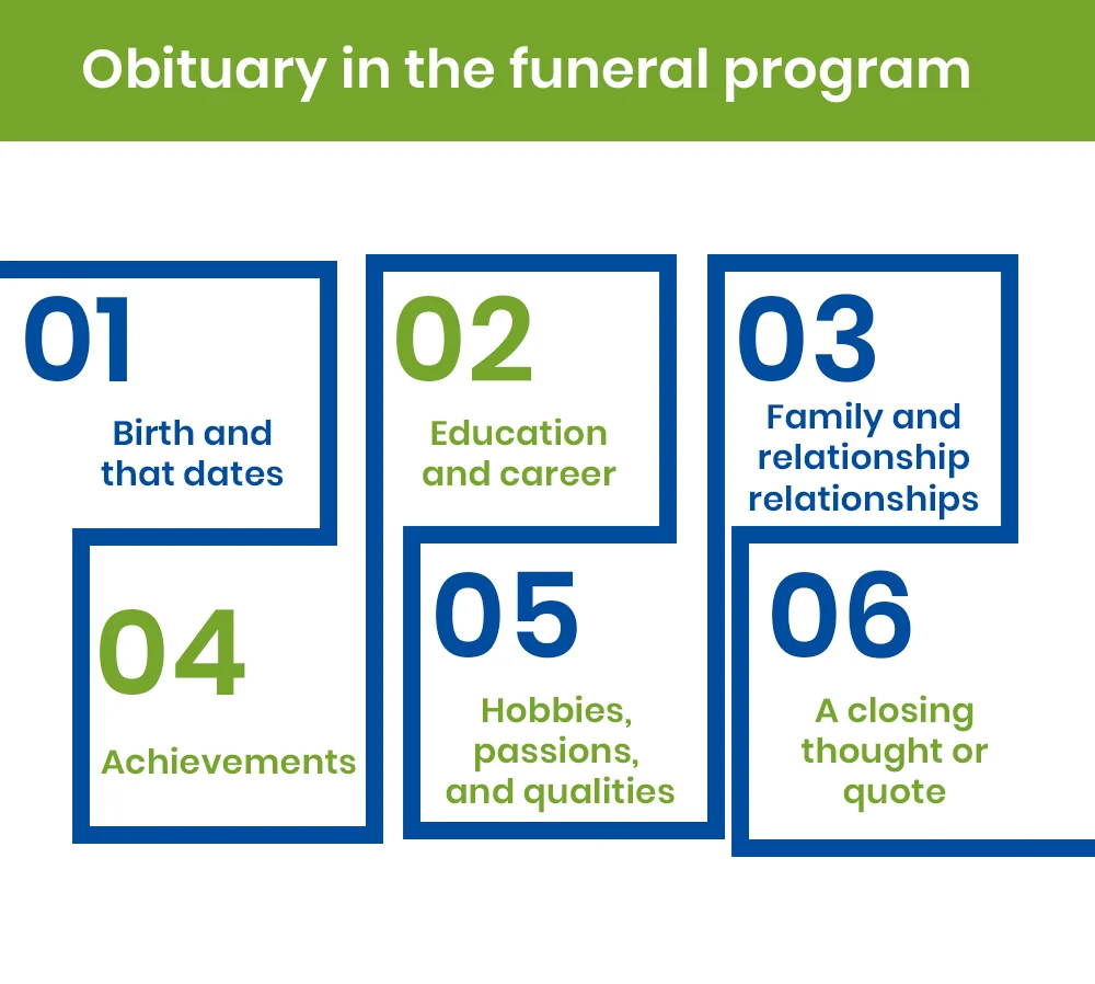 Obituary in the funeral program