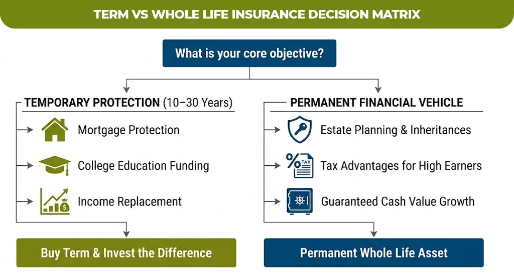 term vs whole life insurance decision matrix