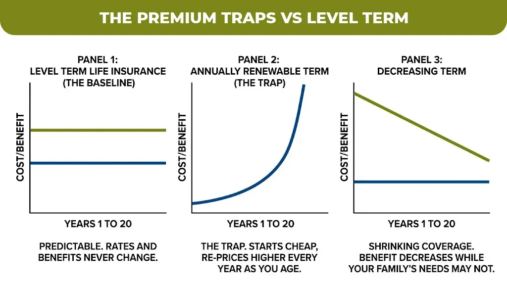 the premium traps vs level term