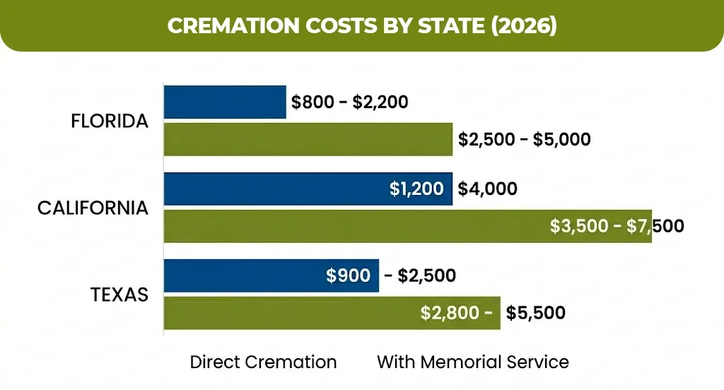 cremation costs by state