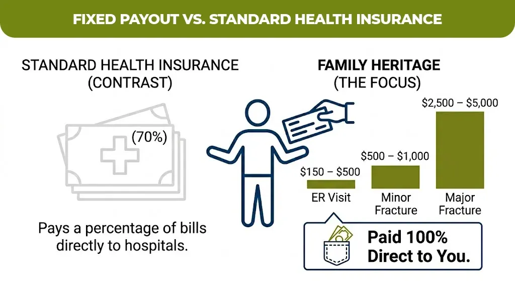 fixed payout vs. standard health insurance