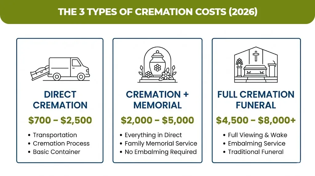 The 3 types of cremation costs (2026)