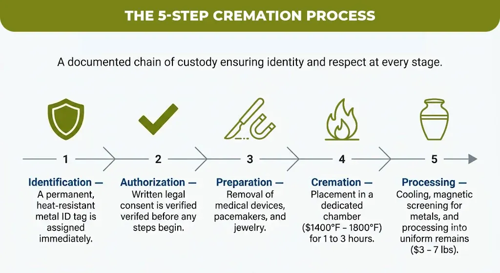 the 5-step cremation process