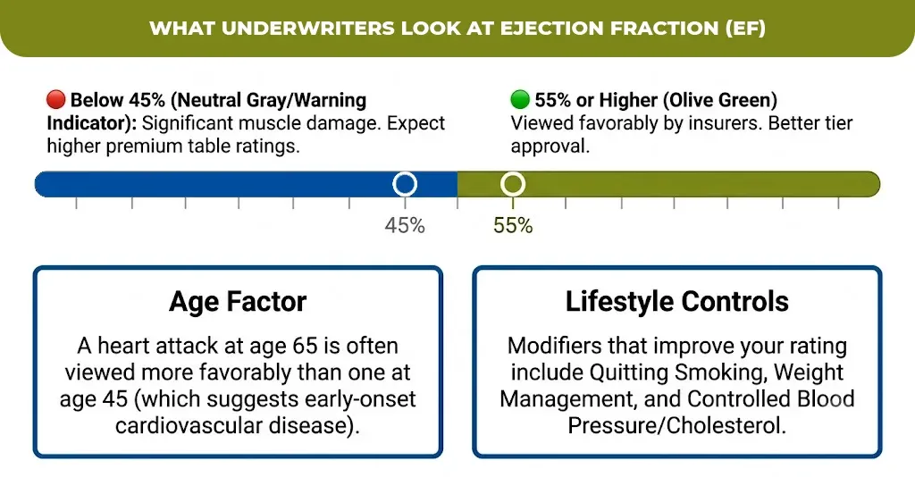 what underwriters look at ejection fraction (ef)
