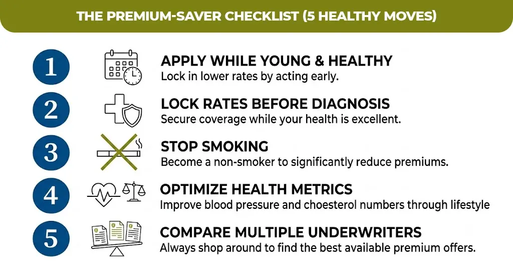 the premium-saver checklist (5 healthy moves)