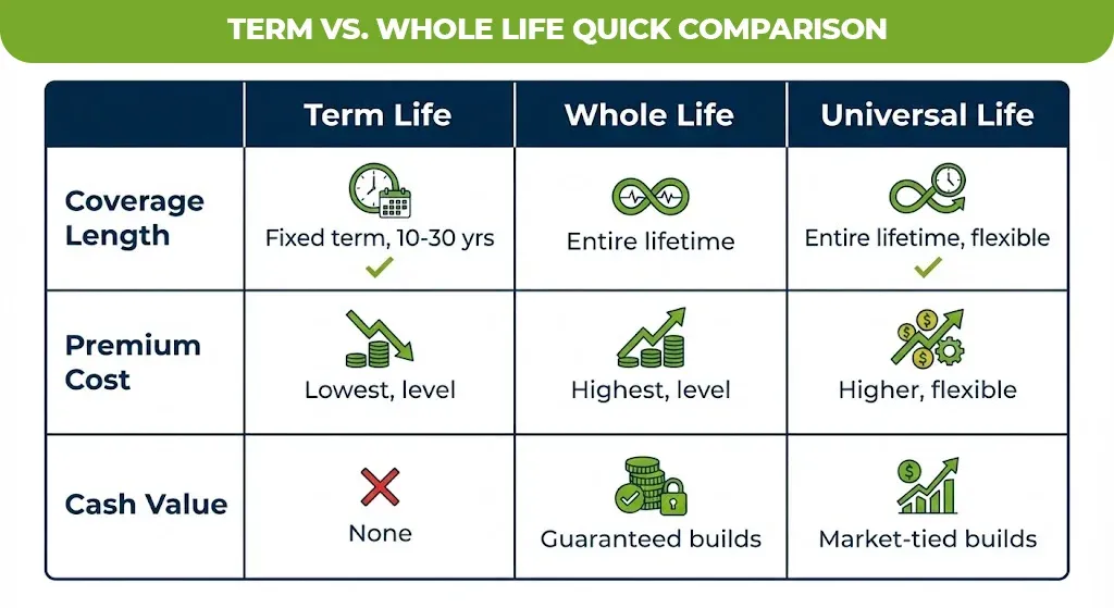 Term vs. Whole Life Quick Comparison