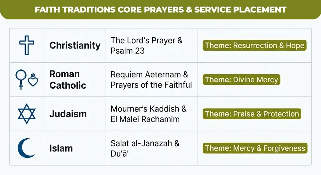 faith traditions core prayers & Service placement