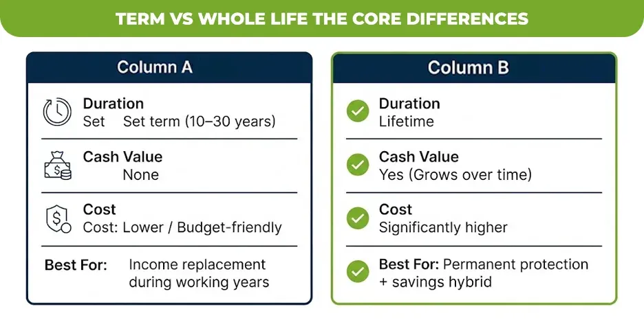 term vs whole life the core differences
