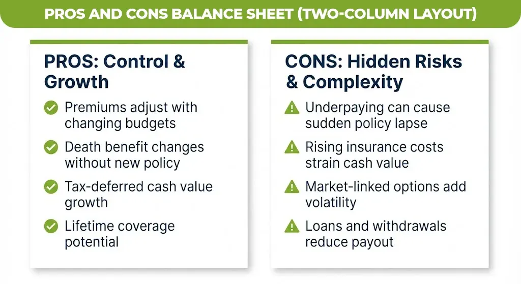 Pros and Cons Balance Sheet (Two-Column Layout)