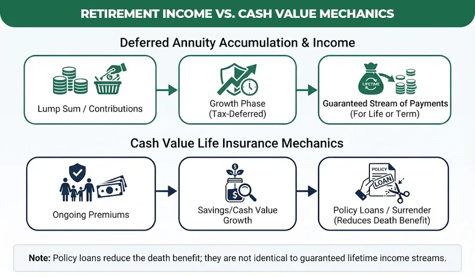 Retirement Income vs. Cash Value Mechanics